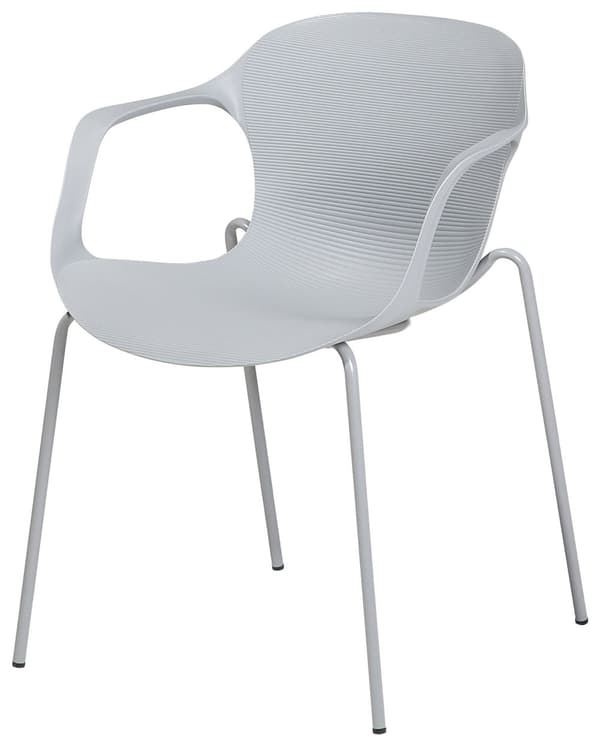 Set med 2 matstolar Grå Metallben Modern Industriell Stil Kök Kontor