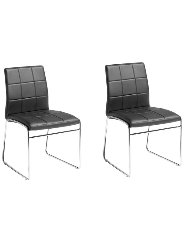 Tuoli musta 50 x 84 x 54 cm keinonahka metalli lattiasuoja 2 kpl kromattu