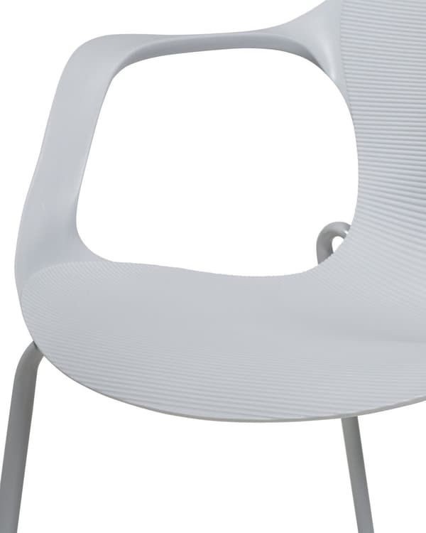 Tuoli vaaleanharmaa 56 x 75 x 56 cm muovi teräs 2 kpl pinottava lattiasuoja käsinojat