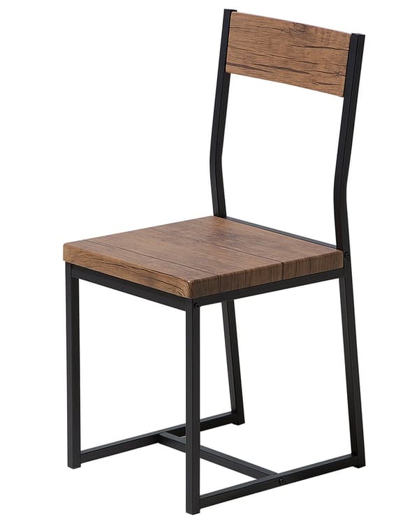 Tuoli tumma puu 38 x 86 x 42 MDF-levy teräsrunko 6 kpl jauhemaalattu PVC-kalvo