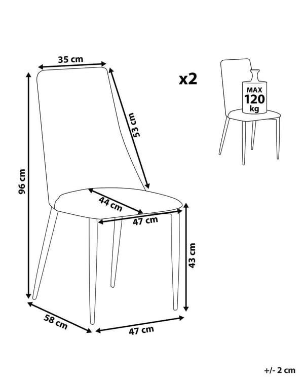 Tuoli musta 47 x 96 x 58 cm polyesteri metalli puu 2 kpl lattiasuoja vaahtomuovi