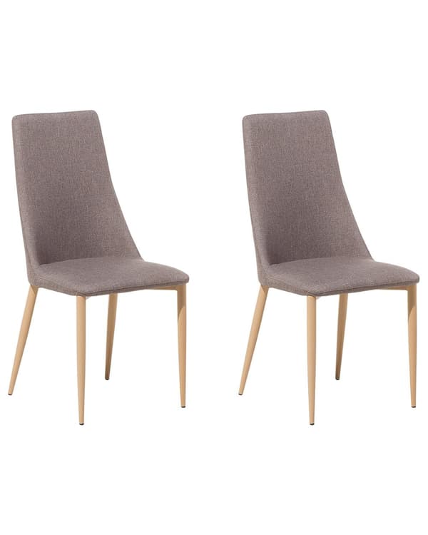 Set med 2 matstolar Taupe Tygklädsel Sits Hög Rygg