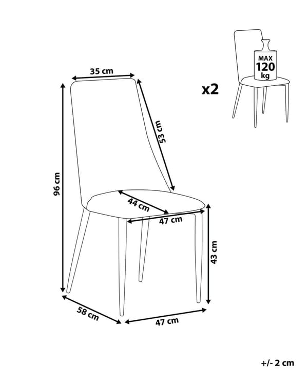 Set med 2 matstolar Guldbrun Konstläder Klädd Sits Hög Rygg