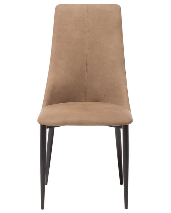 Set med 2 matstolar Guldbrun Konstläder Klädd Sits Hög Rygg