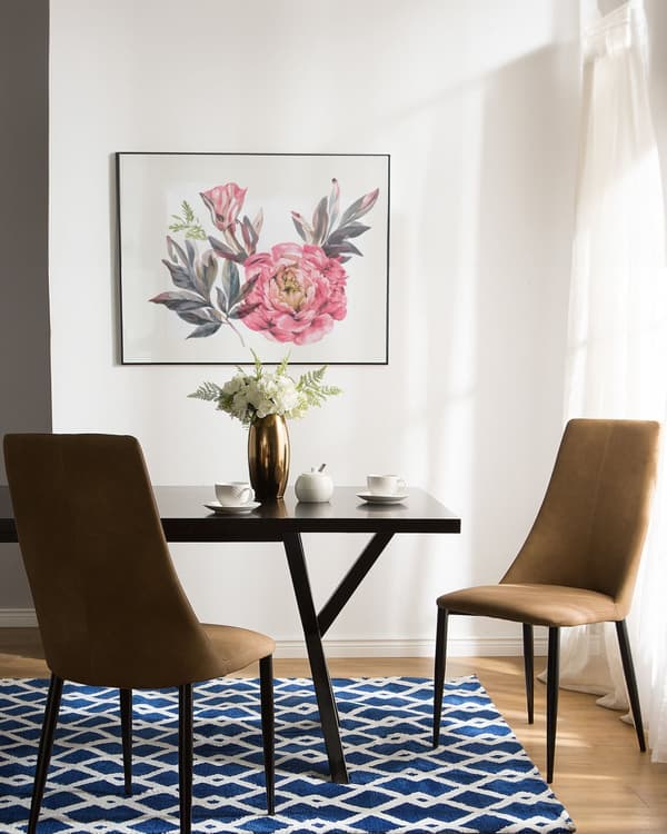 Set med 2 matstolar Guldbrun Konstläder Klädd Sits Hög Rygg