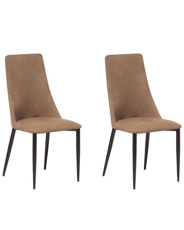 Set med 2 matstolar Guldbrun Konstläder Klädd Sits Hög Rygg