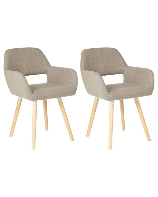 Stol 2 st Brungrå Tyg Klädsel Ljus Träben Modern