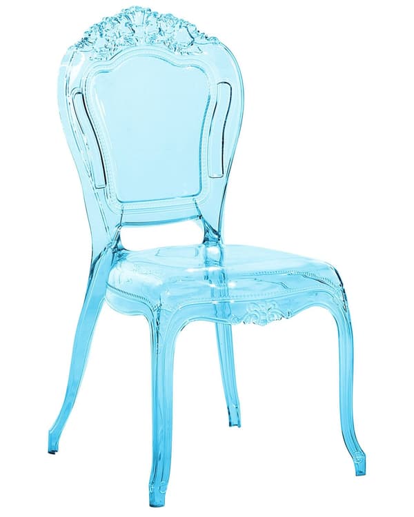 Set av 2 Middagsstolar Blå Transparent Akryl Stabil Rygg Armlös Stapelbar Vintage Modern Design