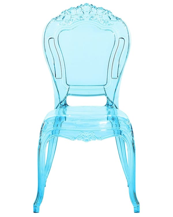 Set av 2 Middagsstolar Blå Transparent Akryl Stabil Rygg Armlös Stapelbar Vintage Modern Design
