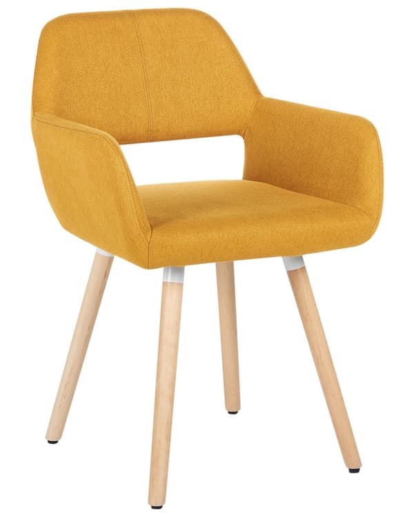 Stol 2 st Gul Tyg Klädsel Ljus Träben Modern