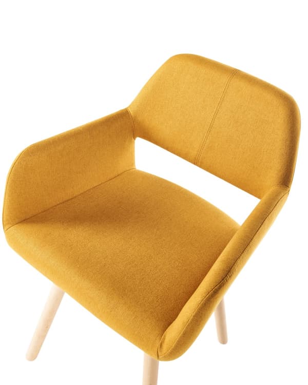 Stol 2 st Gul Tyg Klädsel Ljus Träben Modern