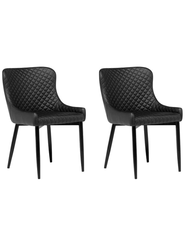 Set med 2 matstolar Svart konstläderklädsel Glam Eklektisk stil