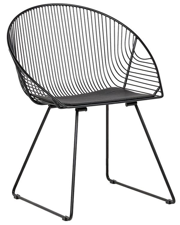 Set med 2 Middagsstolar Svart Metall Ram Konstläder Sits Modern Industriell Design