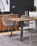 Miniatyrbild 2 av 10: Set med 2 Middagsstolar Silver Metallram Svart Konstläder Sits Modern Industriell Design