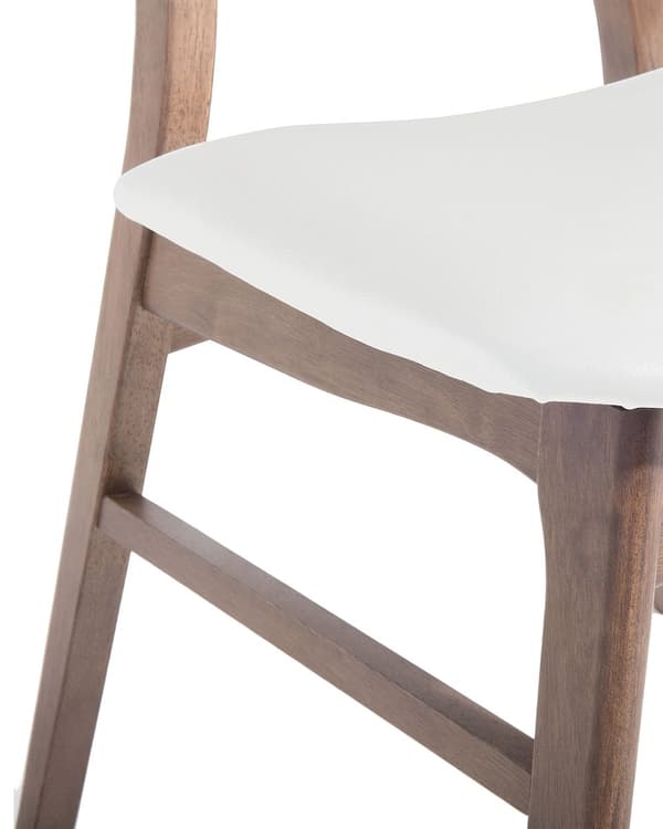 Set av 2 Middagsstolar Vit Konstläder Sits Mörk Träram Armstödslös Rustik Design
