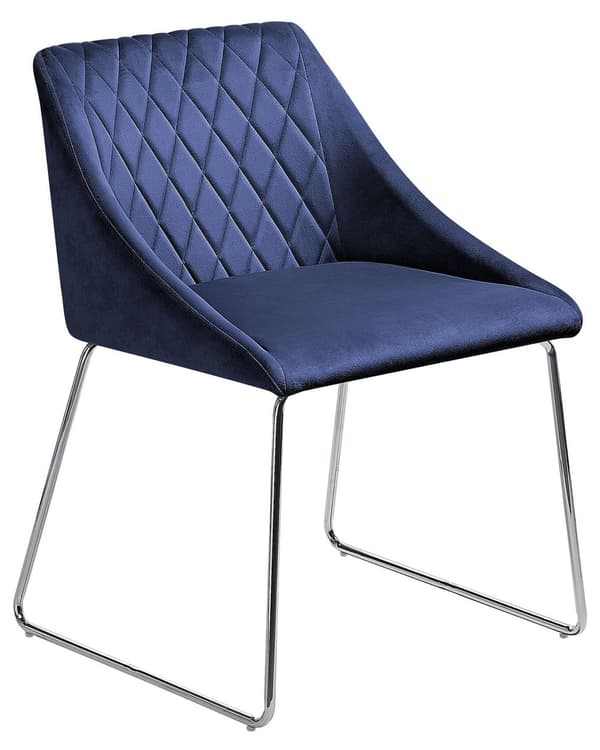 Stol 2 st Marinblå Sammet Metallben Modern