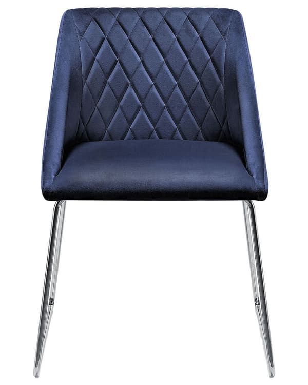 Stol 2 st Marinblå Sammet Metallben Modern
