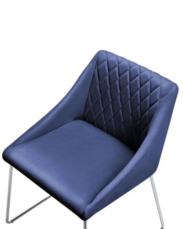 Stol 2 st Marinblå Sammet Metallben Modern