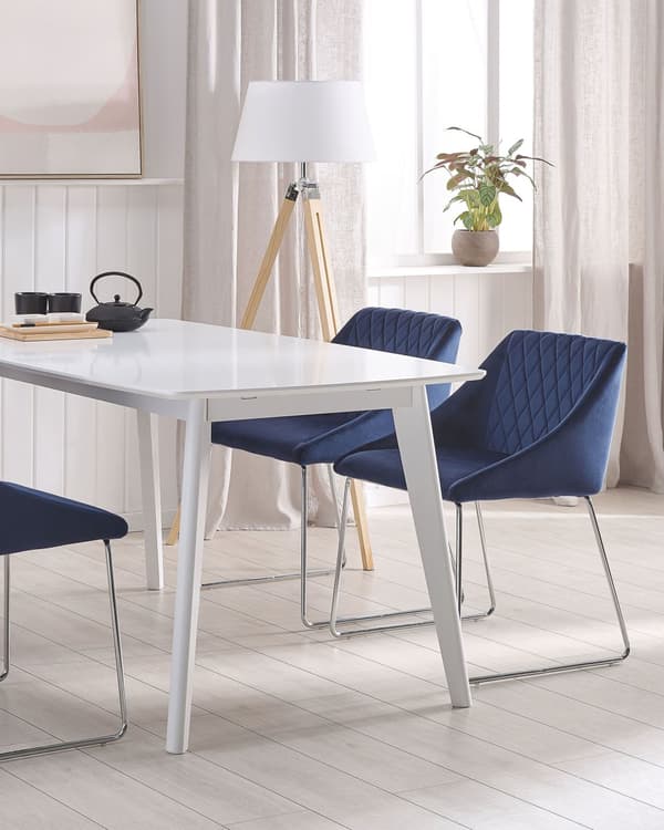 Stol 2 st Marinblå Sammet Metallben Modern