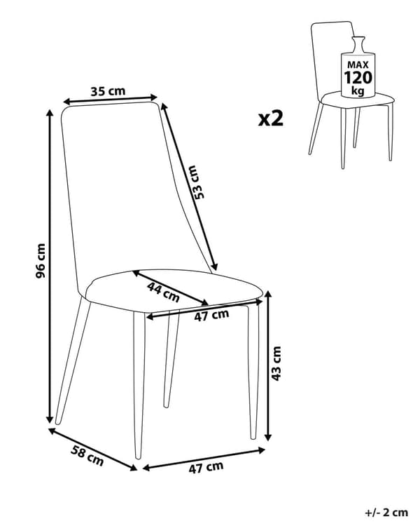 Set med 2 matstolar Grön Sammetsklädd Sits Hög Rygg