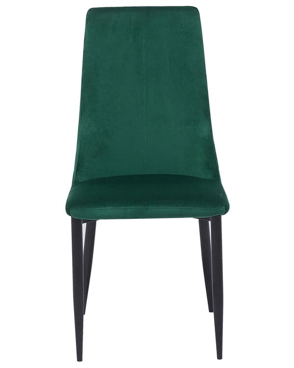 Set med 2 matstolar Grön Sammetsklädd Sits Hög Rygg