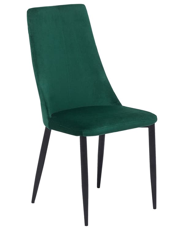 Set med 2 matstolar Grön Sammetsklädd Sits Hög Rygg