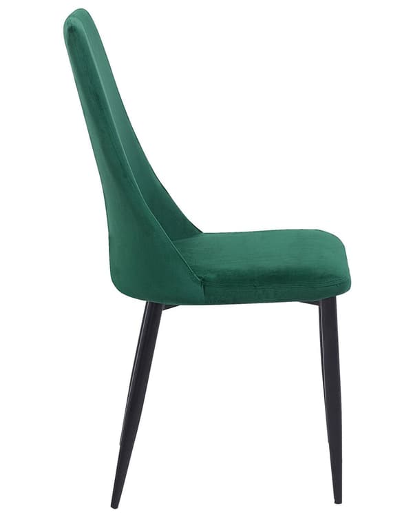 Set med 2 matstolar Grön Sammetsklädd Sits Hög Rygg