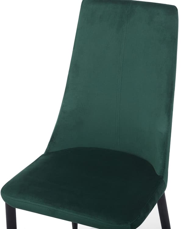 Set med 2 matstolar Grön Sammetsklädd Sits Hög Rygg