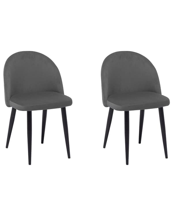 Stol 2 st Grå Sammet Tyg Modern Retro Design