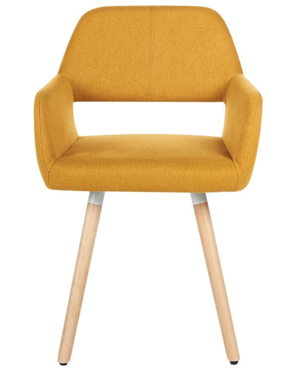 Tuoli keltainen 44 x 81 x 56 cm polyesteri puu 2 kpl käsinojat lattiasuoja retro