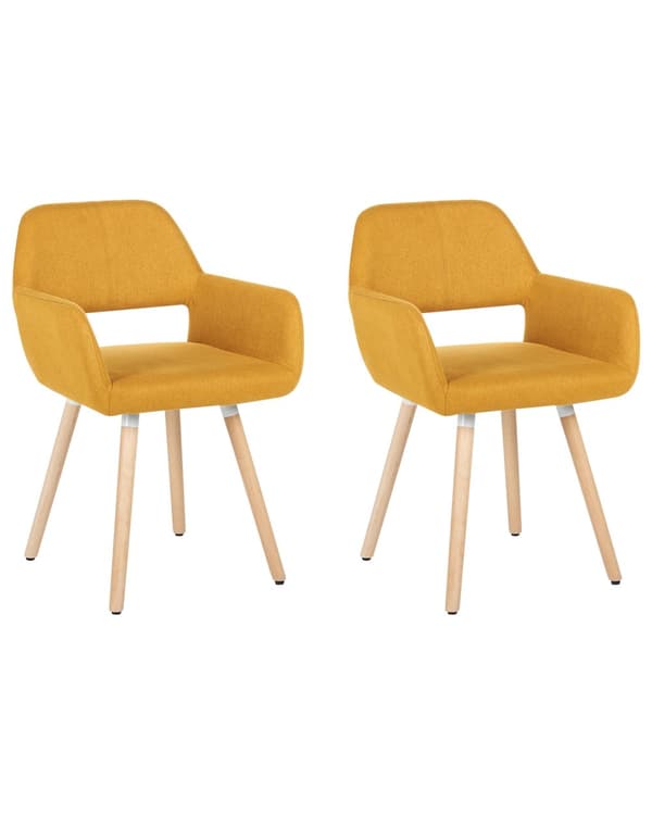 Tuoli keltainen 44 x 81 x 56 cm polyesteri puu 2 kpl käsinojat lattiasuoja retro