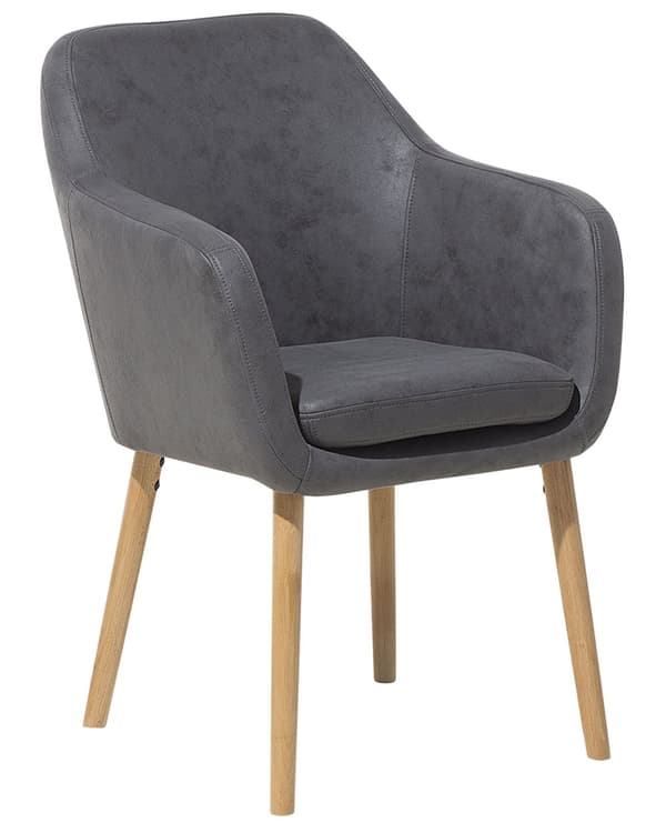 Tuoli harmaa 56 x 82 x 46 cm keinonahka puu teräs käsinojat lattiasuoja