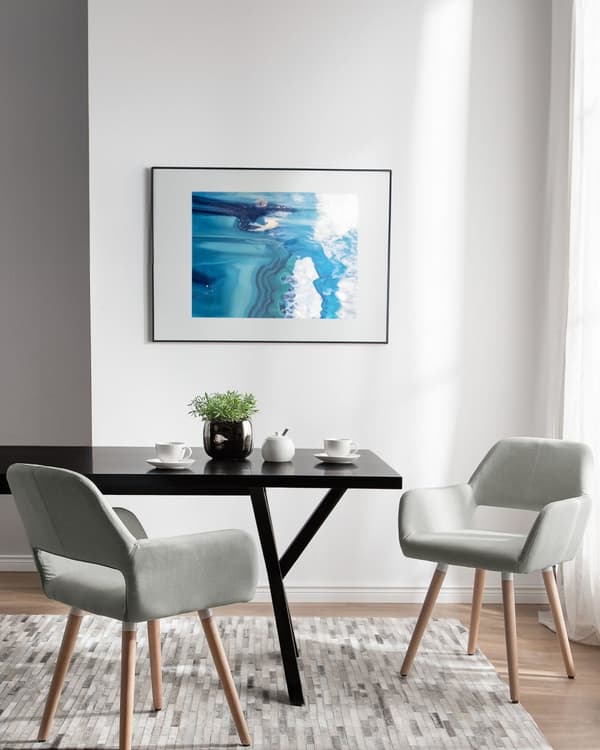 Tuoli vaaleanharmaa 44 x 81 x 56 cm polyesteri puu 2 kpl käsinojat lattiasuoja retro