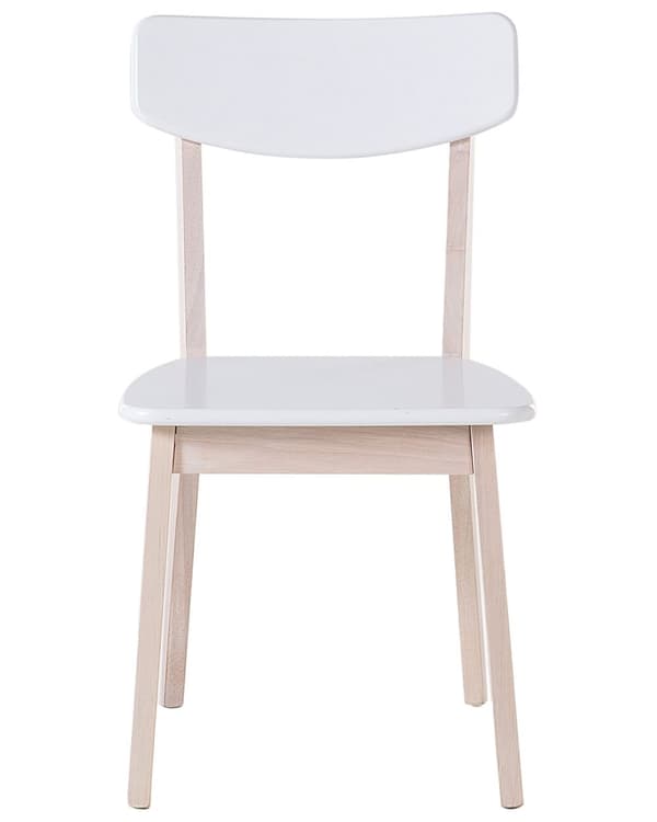 Tuoli valkoinen 42 x 76 x 49 cm MDF-levy vaalea kumipuu maalattu 2 kpl