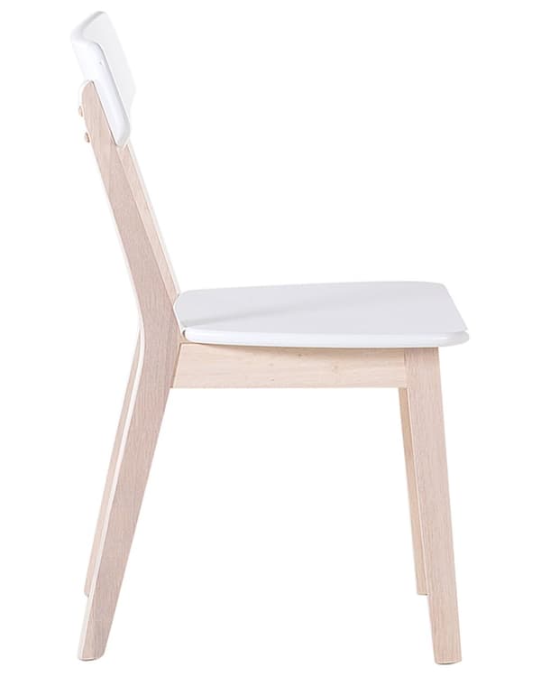 Tuoli valkoinen 42 x 76 x 49 cm MDF-levy vaalea kumipuu maalattu 2 kpl