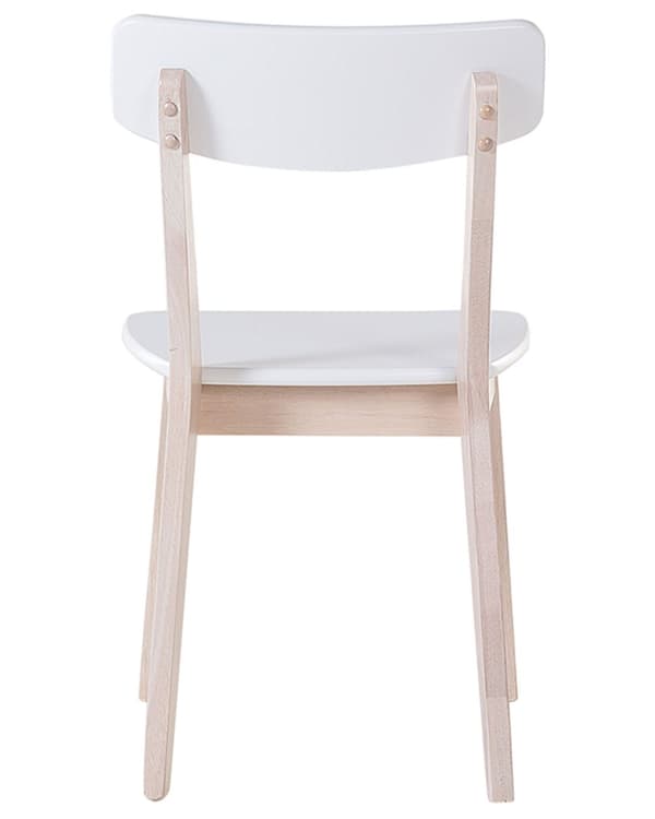 Tuoli valkoinen 42 x 76 x 49 cm MDF-levy vaalea kumipuu maalattu 2 kpl