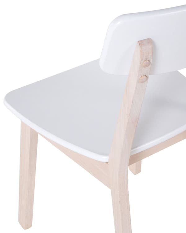 Tuoli valkoinen 42 x 76 x 49 cm MDF-levy vaalea kumipuu maalattu 2 kpl