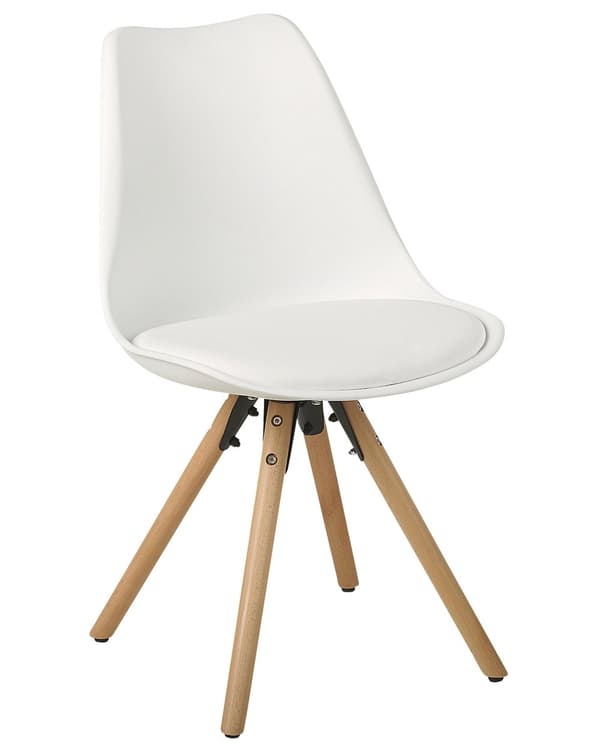 Set av 2 Middagsstolar Vit Konstläder Eleganta Träben