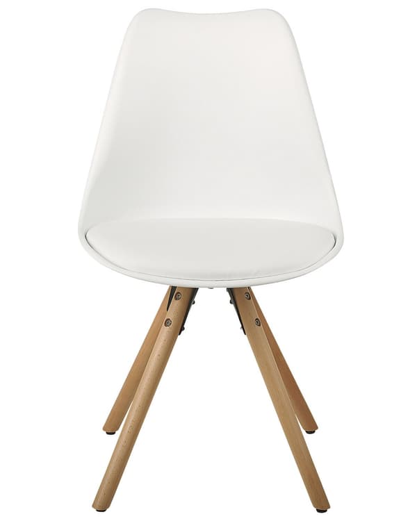 Set av 2 Middagsstolar Vit Konstläder Eleganta Träben