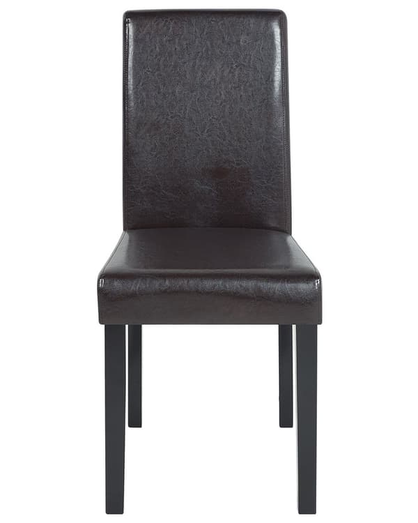 Tuoli tummanruskea 42 x 93 x 59 cm keinonahkaverhoilu mäntypuu 2 kpl lattiasuoja