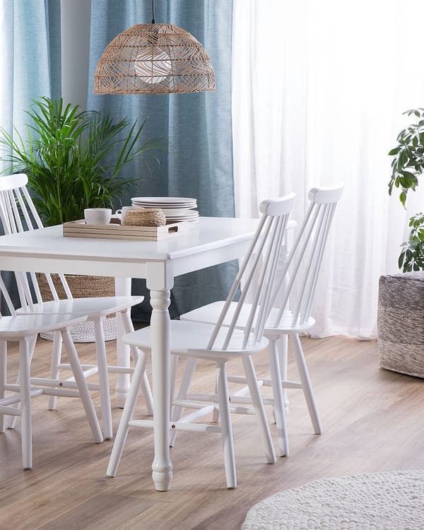 Stol 2 st Vit Trä Spindelryggstöd Kök