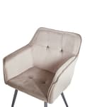 Miniatyrbillede 7 af 11: Sæt med 2 Spisestuestole Taupe Beige Velour Sæde med Armlæn Sorte Metalben