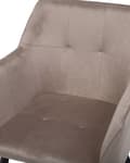 Miniatyrbillede 8 af 11: Sæt med 2 Spisestuestole Taupe Beige Velour Sæde med Armlæn Sorte Metalben