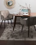 Miniatyrbillede 2 af 11: Sæt med 2 Spisestuestole Taupe Beige Velour Sæde med Armlæn Sorte Metalben