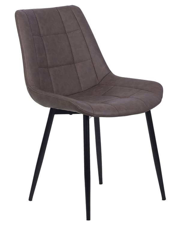 Sæt med 2 Spisestuestole Mørkebrun Imiteret Læder Sorte Ben Moderne Minimalistisk Stil