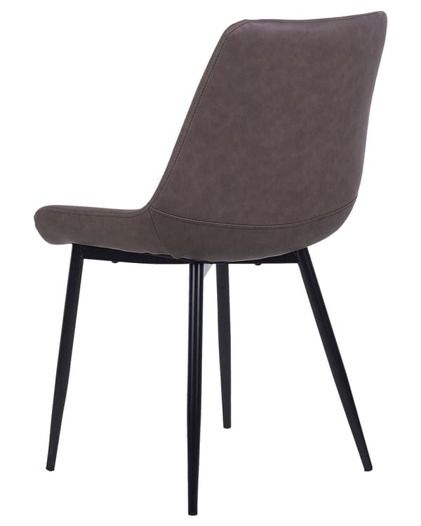 Sæt med 2 Spisestuestole Mørkebrun Imiteret Læder Sorte Ben Moderne Minimalistisk Stil