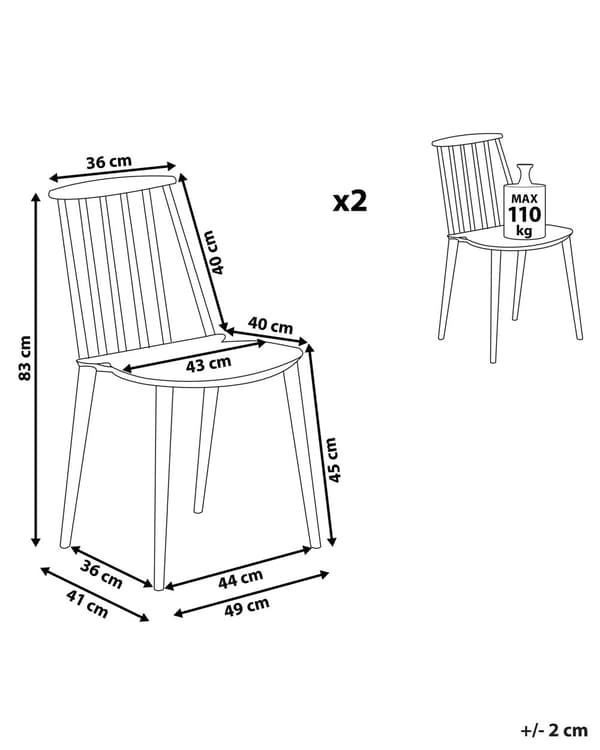 Sæt med 2 Spisestuestole Sort Syntetisk Materiale Tremmeryg Armløs Traditionelt Design