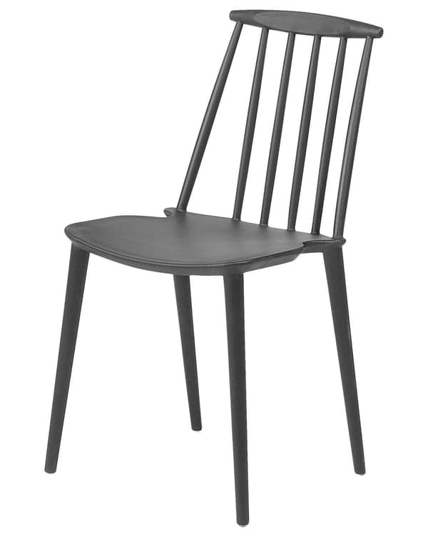 Sæt med 2 Spisestuestole Sort Syntetisk Materiale Tremmeryg Armløs Traditionelt Design