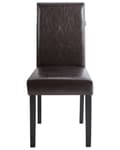 Miniatyrbillede 4 af 10: Spisebordsstole Brun Polstret Kunstlæder med Sort Træben Sæt 93x59x40cm uden Armlæn Rustik Distressed Look Køkken Indretning til Spisebord