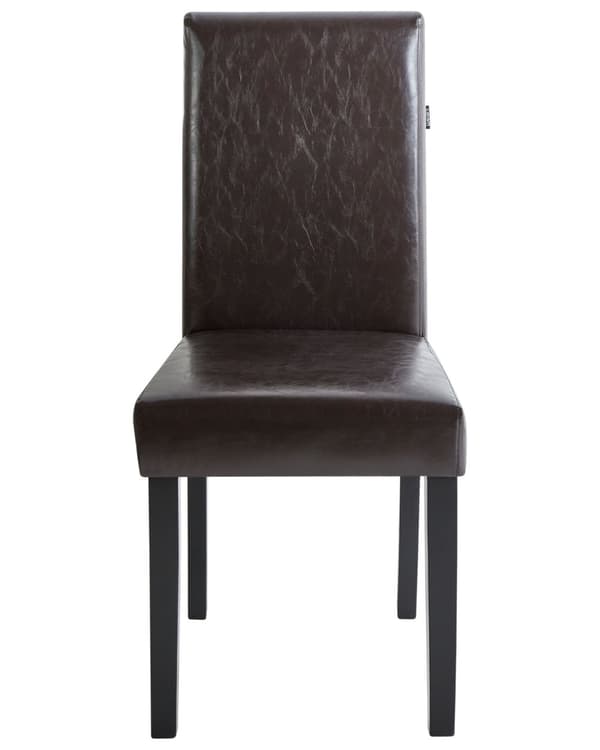 Spisebordsstole Brun Polstret Kunstlæder med Sort Træben Sæt 93x59x40cm uden Armlæn Rustik Distressed Look Køkken Indretning til Spisebord